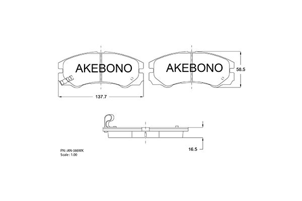 AKEBONO AN-386WK Σετ τακάκια, δισκόφρενα