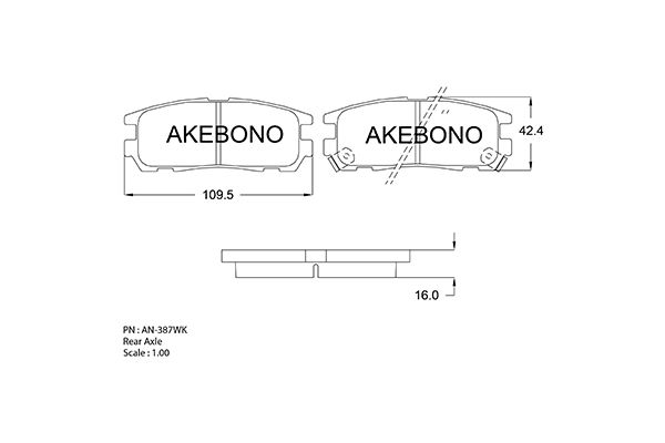 AKEBONO AN-387WK Brake Pad Set, disc brake