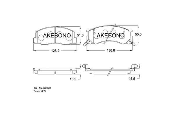 AKEBONO AN-408WK Σετ τακάκια, δισκόφρενα
