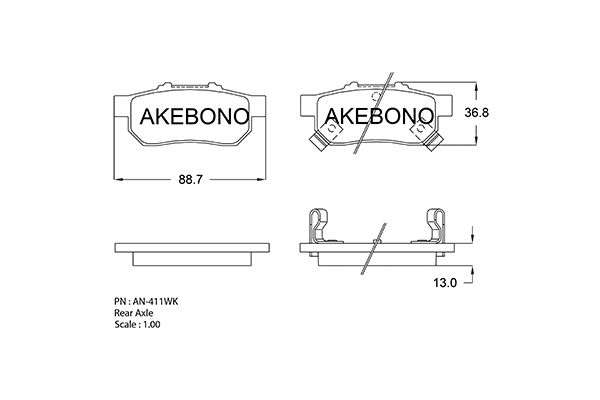 AKEBONO AN-411WKE Brake Pad Set, disc brake