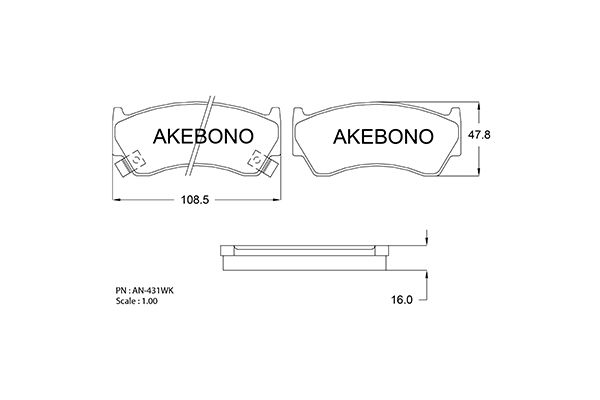 AKEBONO AN-431WKE Σετ τακάκια, δισκόφρενα