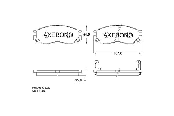 AKEBONO AN-433WKE Σετ τακάκια, δισκόφρενα