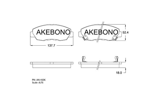 AKEBONO AN-455WK Σετ τακάκια, δισκόφρενα