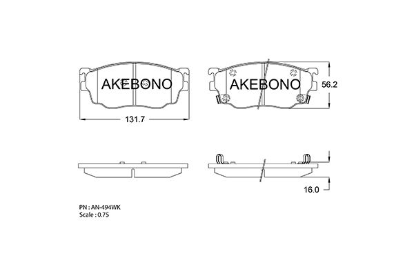 AKEBONO AN-494WK Σετ τακάκια, δισκόφρενα