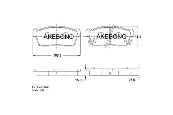 AKEBONO AN-610WK Brake Pad Set, disc brake