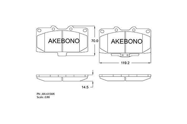 AKEBONO AN-615WK Brake Pad Set, disc brake