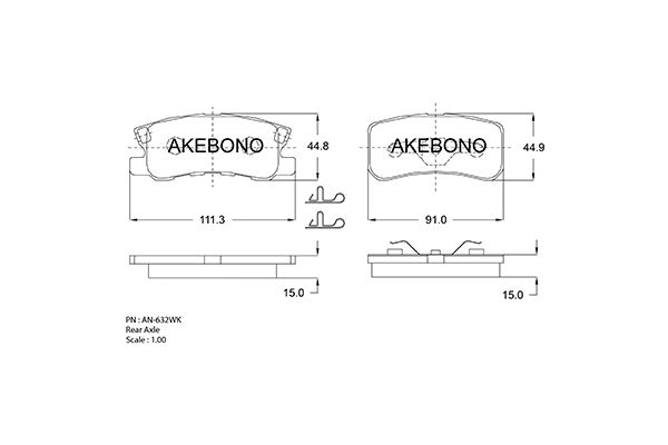 AKEBONO AN-632WK Brake Pad Set, disc brake