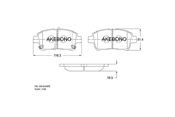 AKEBONO AN-634WKE Brake Pad Set, disc brake