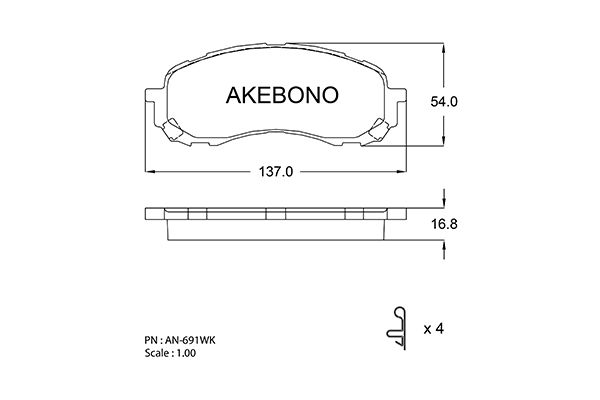 AKEBONO AN-691WK Brake Pad Set, disc brake