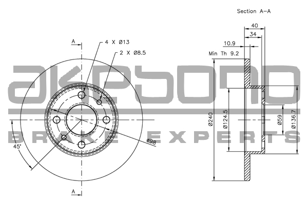 AKEBONO BN-0033E Δισκόπλακα