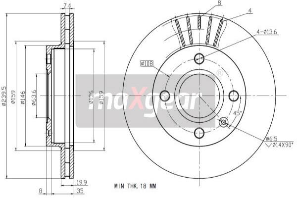 MAXGEAR 19-0711 Brzdový kotouč