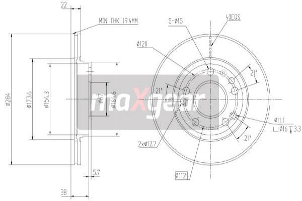 MAXGEAR 19-0720 Brzdový kotouč