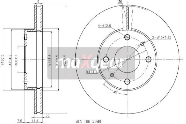 MAXGEAR 19-0735 féktárcsa