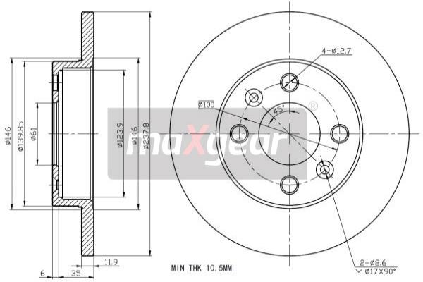 MAXGEAR 19-0748 Brzdový kotouč