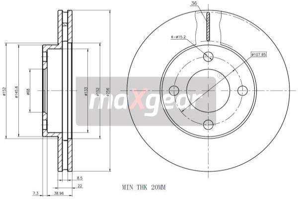 MAXGEAR 19-0752 Bremsscheibe