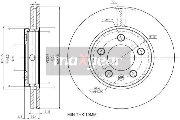 MAXGEAR 19-0774 Brzdový kotouč