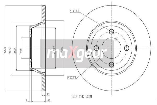 MAXGEAR 19-0782 Bremsscheibe