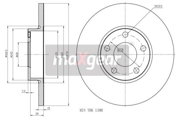 MAXGEAR 19-0783 féktárcsa