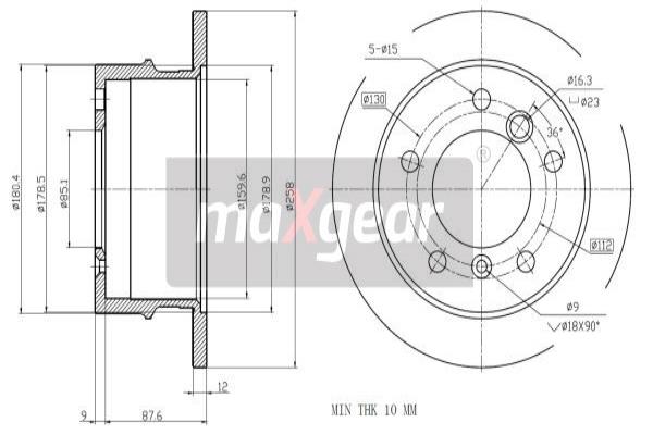 MAXGEAR 19-0793 Brzdový kotouč