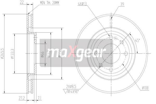 MAXGEAR 19-0806 Brzdový kotouč