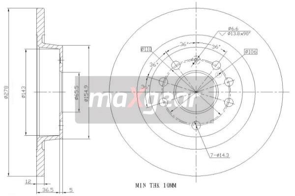 MAXGEAR 19-0813 Brzdový kotouč