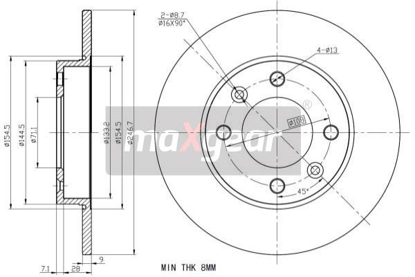 MAXGEAR 19-0817 Brzdový kotouč