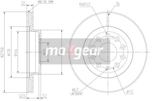 MAXGEAR 19-0820 féktárcsa