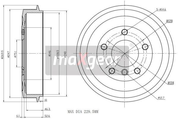 MAXGEAR 19-0828 Bremstrommel