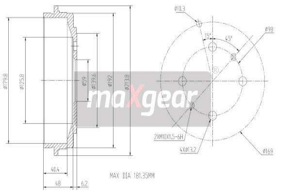 MAXGEAR 19-0831 Bremstrommel