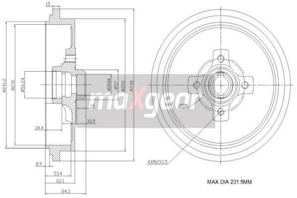 MAXGEAR 19-0835 Bremstrommel