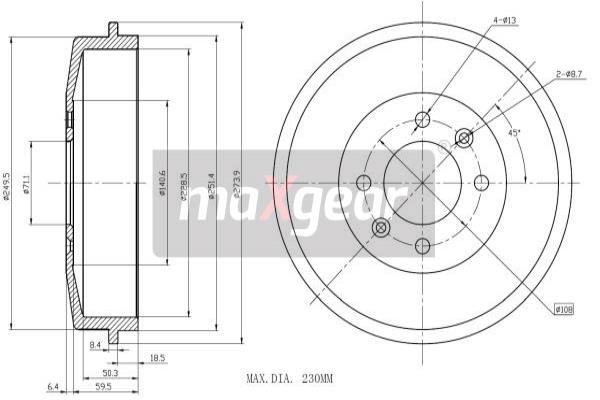 MAXGEAR 19-0836 Bremstrommel