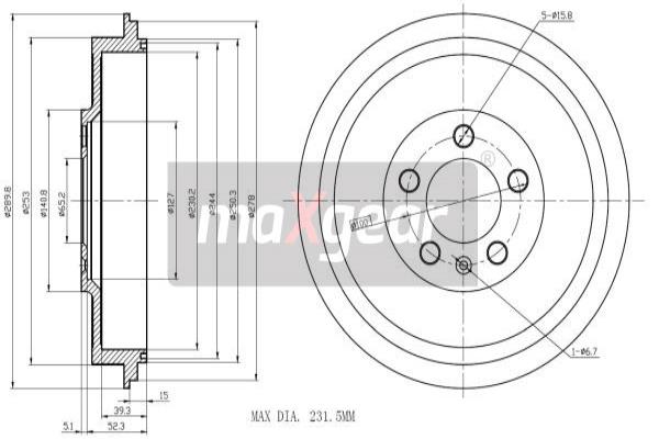 MAXGEAR 19-0850 Bremstrommel