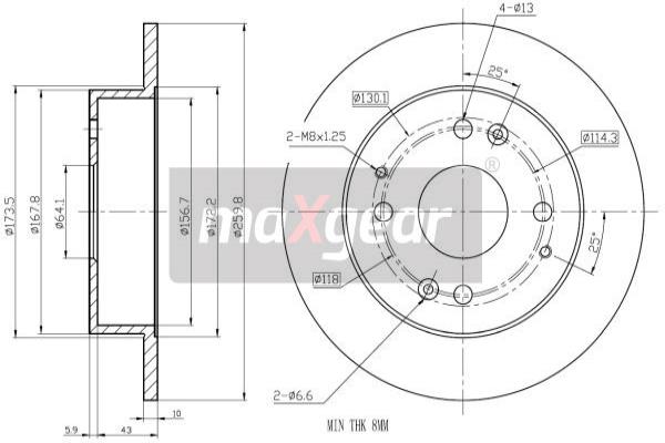 MAXGEAR 19-0931 Brzdový kotouč