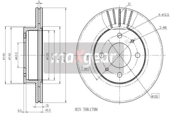 MAXGEAR 19-0934 Brzdový kotouč