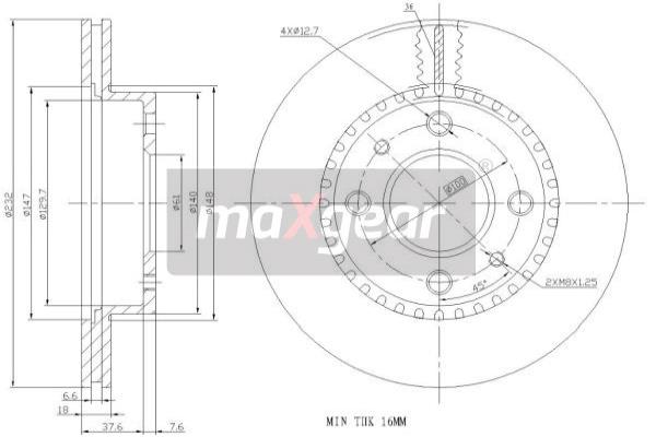 MAXGEAR 19-0950 Bremsscheibe