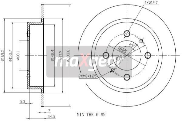 MAXGEAR 19-0957 Brzdový kotouč