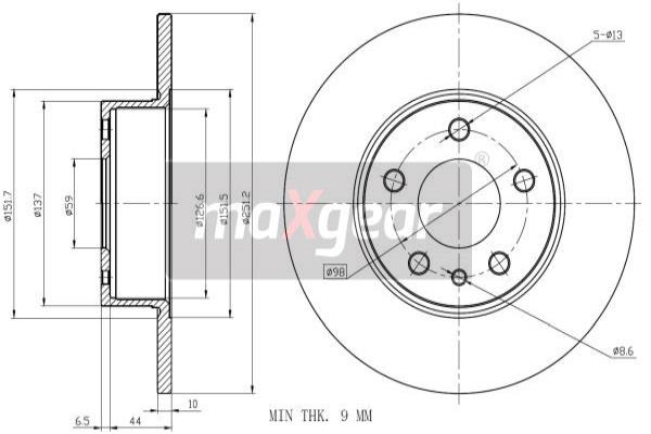 MAXGEAR 19-0981 Brzdový kotouč