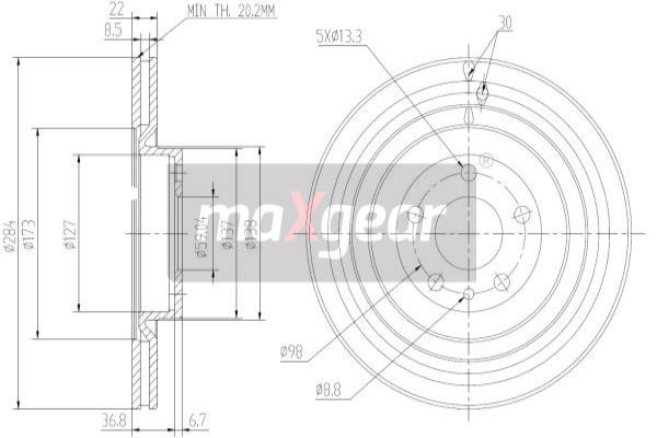 MAXGEAR 19-0995 Brzdový kotouč