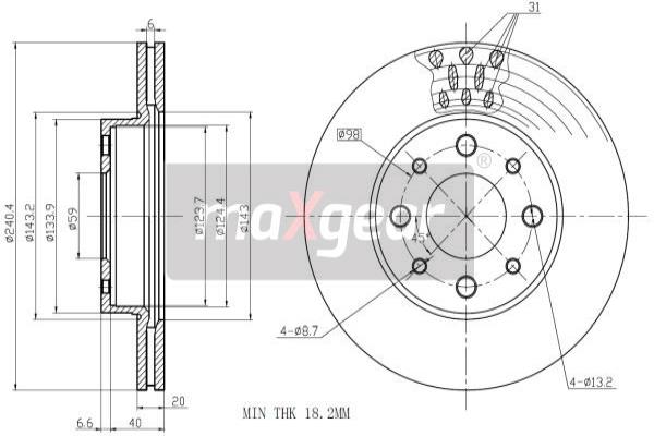 MAXGEAR 19-1000 Bremsscheibe