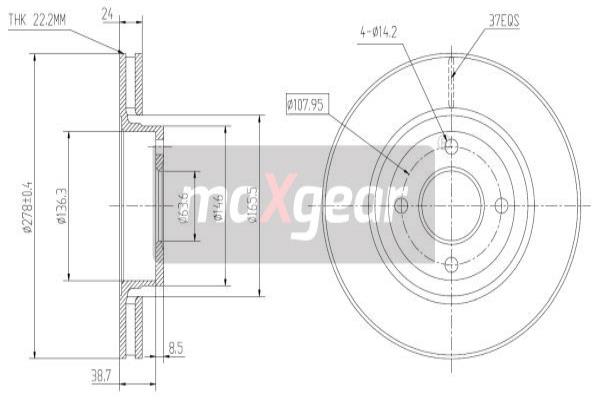 MAXGEAR 19-1001 Brzdový kotouč