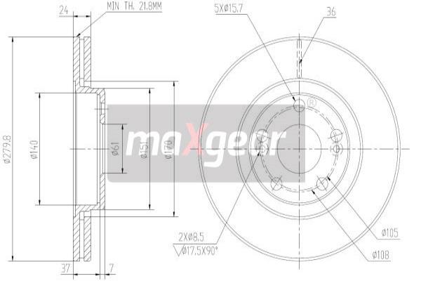 MAXGEAR 19-1008 Brzdový kotouč