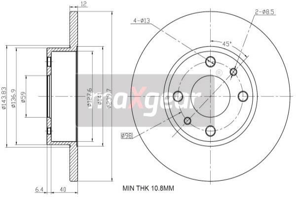 MAXGEAR 19-1010 Brzdový kotouč