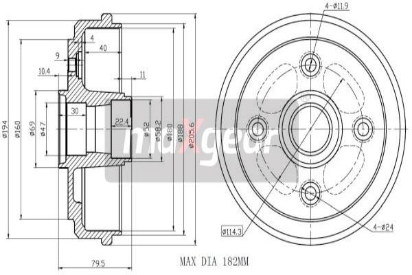 MAXGEAR 19-1041 Bremstrommel