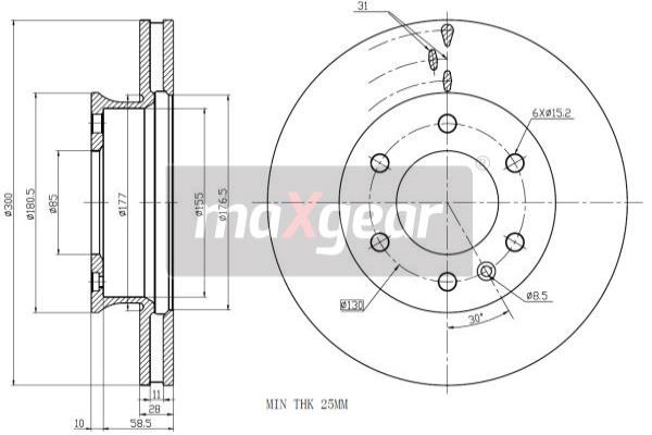 MAXGEAR 19-1052 Brzdový kotouč