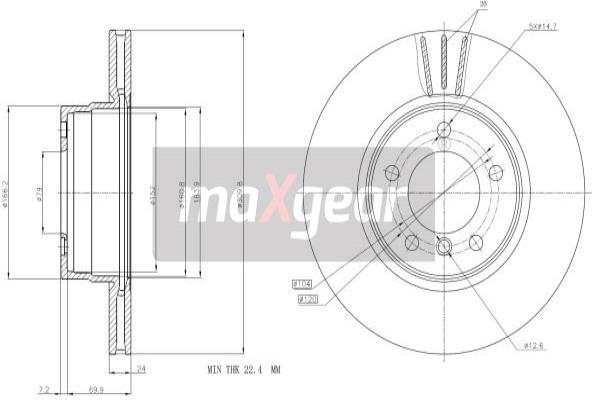 MAXGEAR 19-1053 Brzdový kotouč