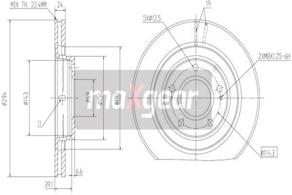 MAXGEAR 19-1057 Brzdový kotouč