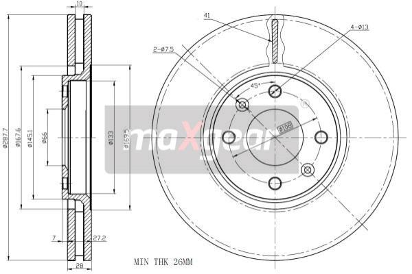 MAXGEAR 19-1067 féktárcsa