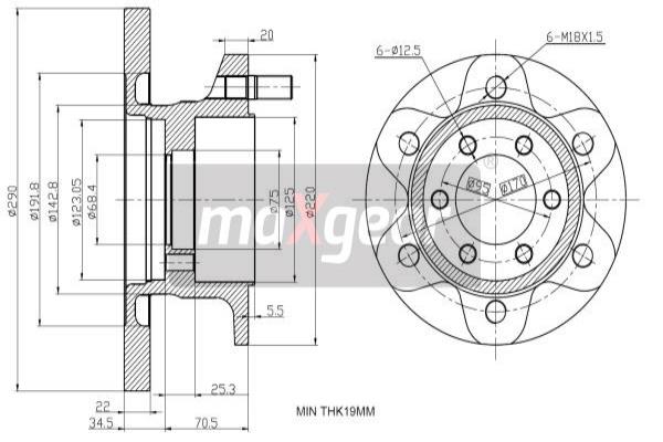 MAXGEAR 19-1164 Bremsscheibe