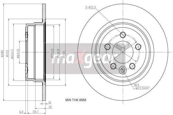 MAXGEAR 19-1190 Bremsscheibe