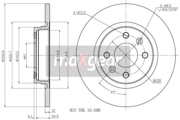 MAXGEAR 19-1234 Brzdový kotouč